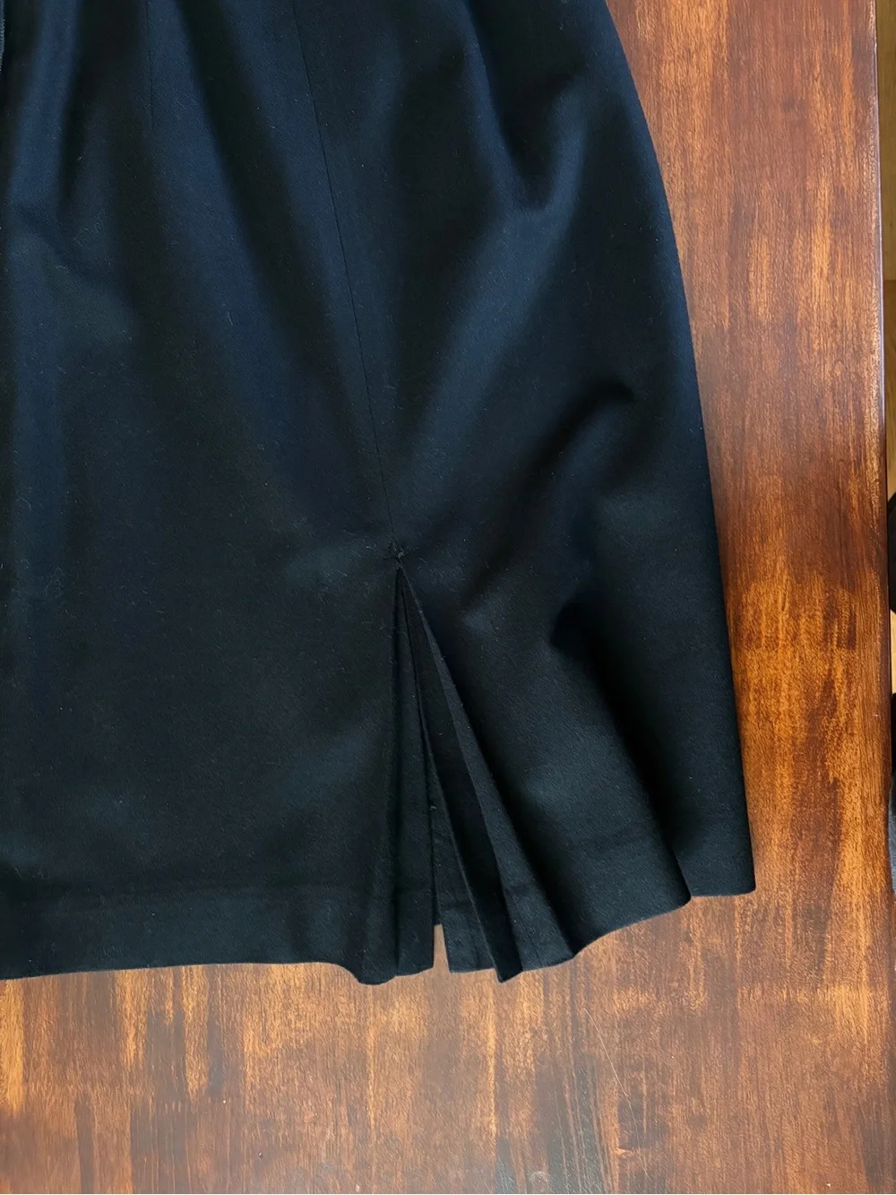Vintage Wool Pencil Skirt Black Midi Small